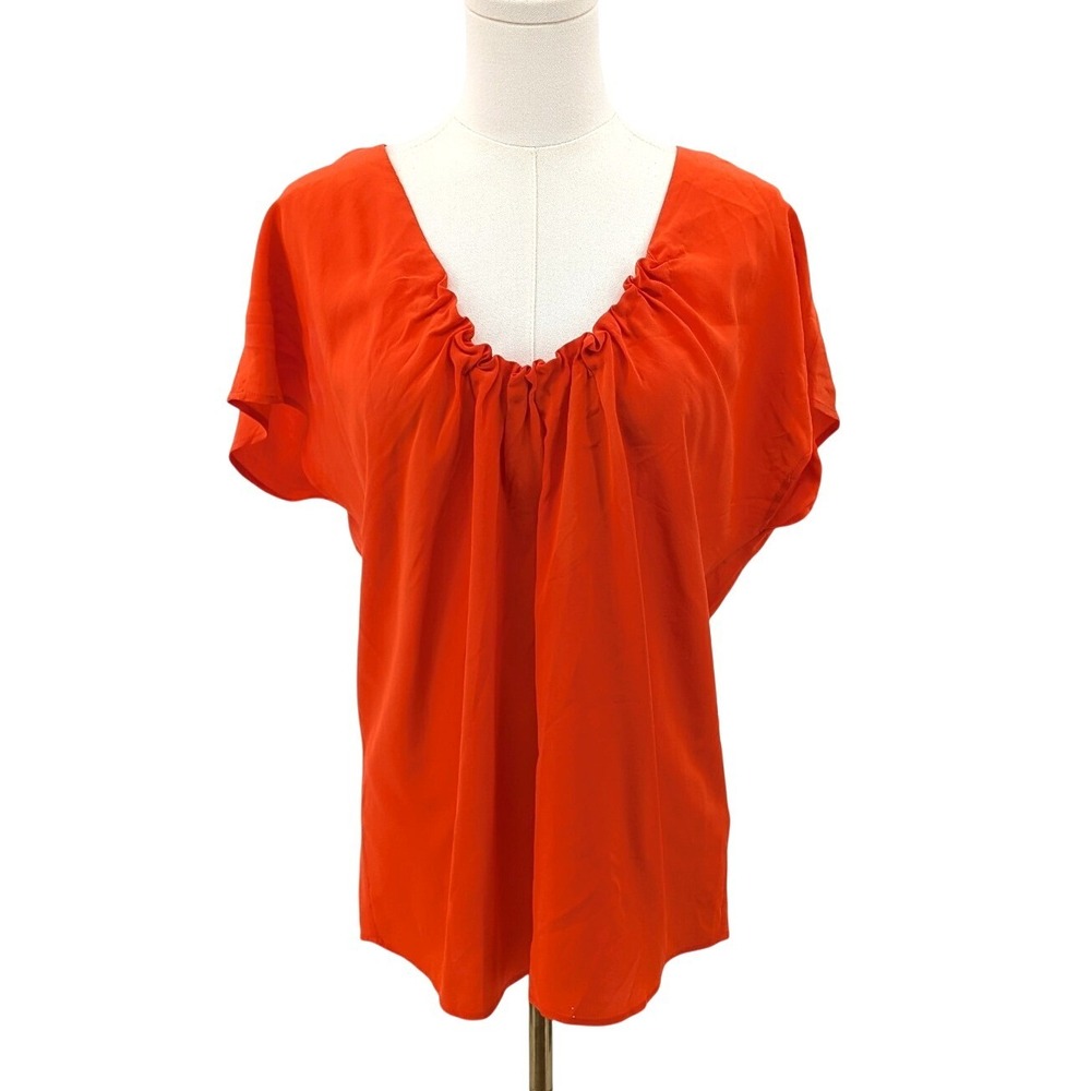 Joie silk blouse orange boho flowy lightweight drape short sleeve S‎